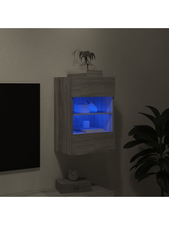 Nástěnná TV skříňka s LED osvětlením šedá sonoma 40x30x60,5 cm
