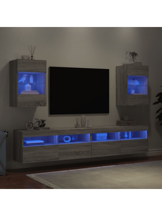 Nástěnné TV skříňky s LED 2 ks šedé sonoma 40 x 30 x 60,5 cm