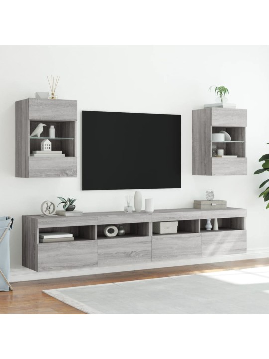 Nástěnné TV skříňky s LED 2 ks šedé sonoma 40 x 30 x 60,5 cm