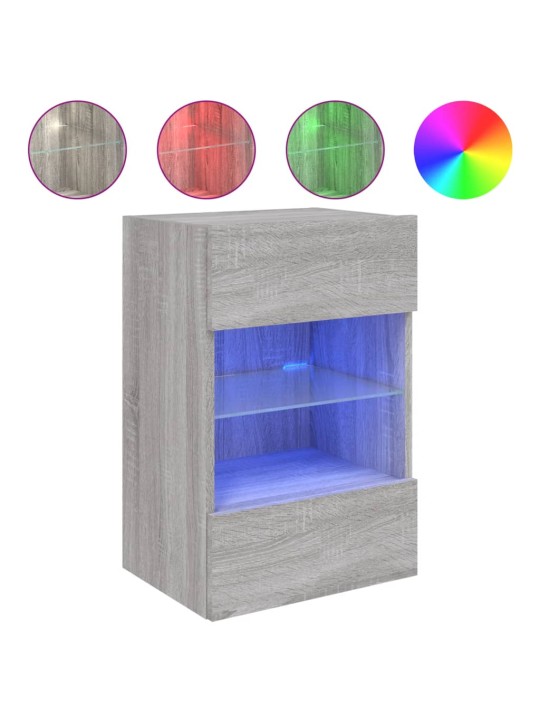 Nástěnné TV skříňky s LED 2 ks šedé sonoma 40 x 30 x 60,5 cm