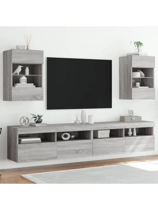 Nástěnné TV skříňky s LED 2 ks šedé sonoma 40 x 30 x 60,5 cm