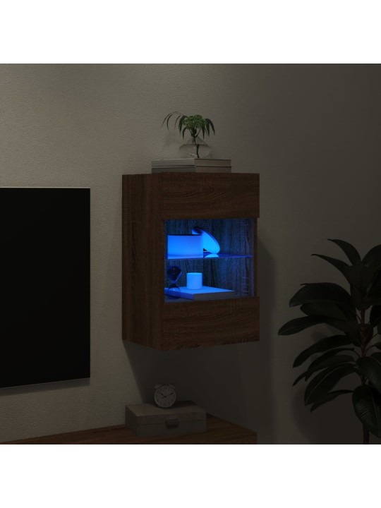 Nástěnná TV skříňka s LED osvětlením hnědý dub 40x30x60,5 cm