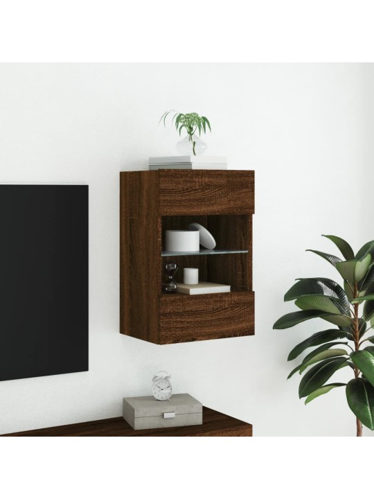 Nástěnná TV skříňka s LED osvětlením hnědý dub 40x30x60,5 cm