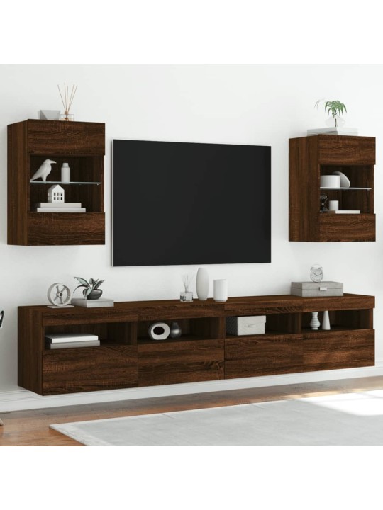 Nástěnná TV skříňka s LED osvětlením hnědý dub 40x30x60,5 cm