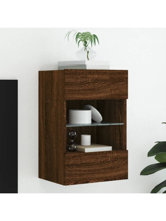 Nástěnná TV skříňka s LED osvětlením hnědý dub 40x30x60,5 cm