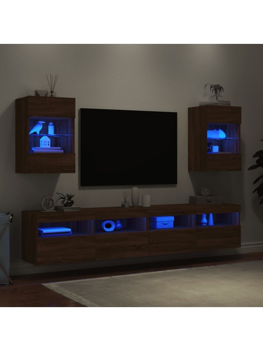 Nástěnné TV skříňky s LED 2 ks hnědý dub 40 x 30 x 60,5 cm