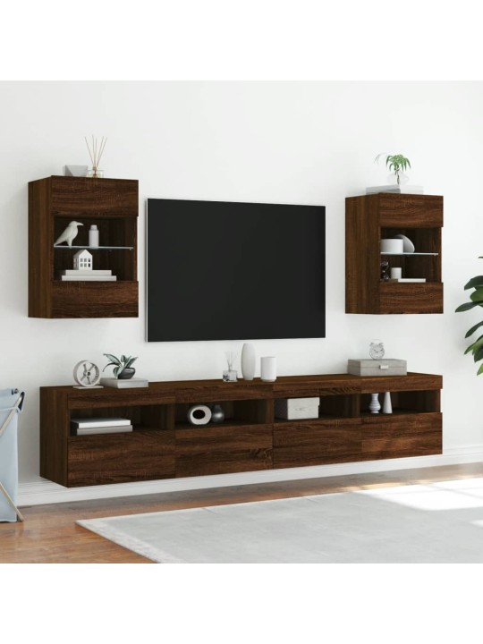 Nástěnné TV skříňky s LED 2 ks hnědý dub 40 x 30 x 60,5 cm
