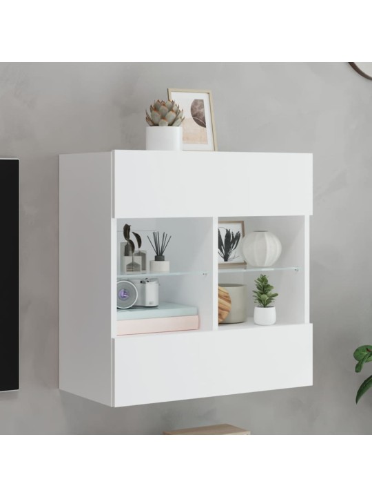 Nástěnná TV skříňka s LED osvětlením bílá 58,5 x 30 x 60,5 cm