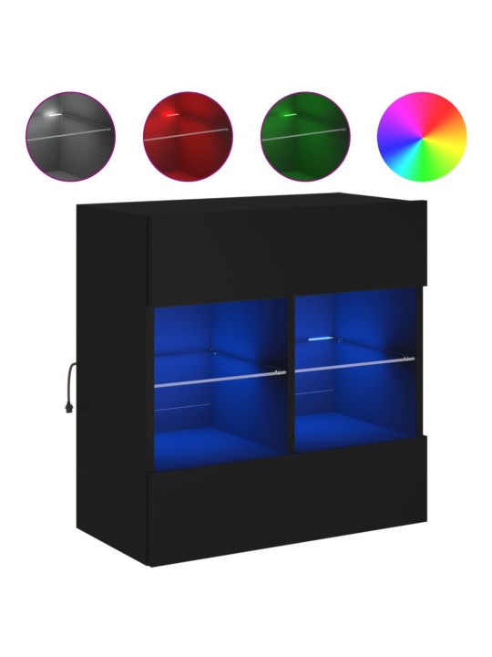 Nástěnná TV skříňka s LED osvětlením černá 58,5 x 30 x 60,5 cm