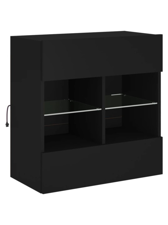Nástěnná TV skříňka s LED osvětlením černá 58,5 x 30 x 60,5 cm
