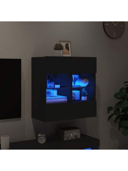 Nástěnná TV skříňka s LED osvětlením černá 58,5 x 30 x 60,5 cm