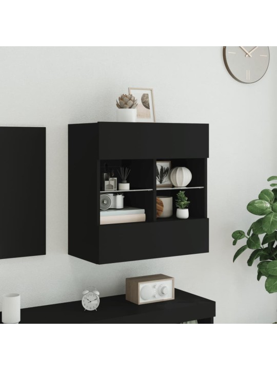 Nástěnná TV skříňka s LED osvětlením černá 58,5 x 30 x 60,5 cm