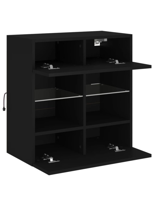 Nástěnná TV skříňka s LED osvětlením černá 58,5 x 30 x 60,5 cm