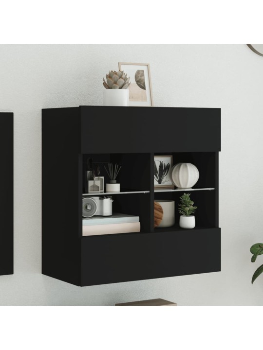 Nástěnná TV skříňka s LED osvětlením černá 58,5 x 30 x 60,5 cm