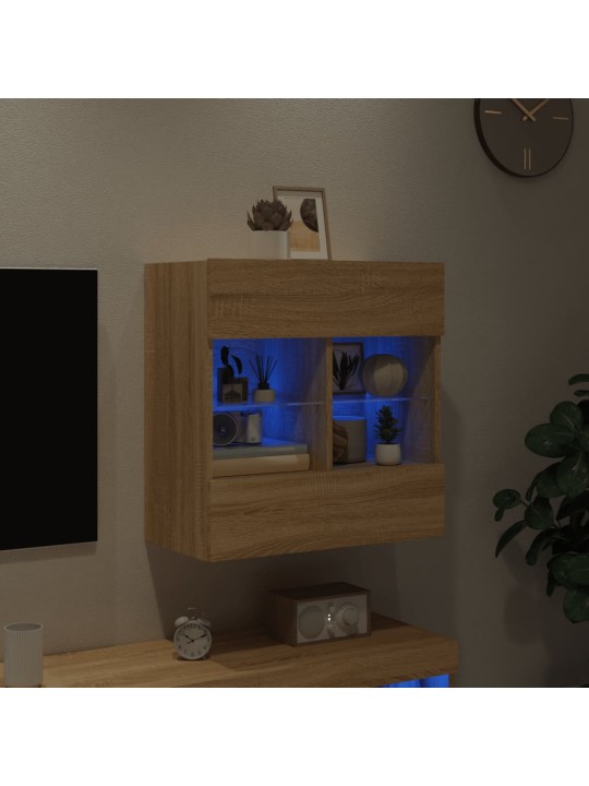 Nástěnná TV skříňka s LED osvětlením dub sonoma 58,5x30x60,5 cm