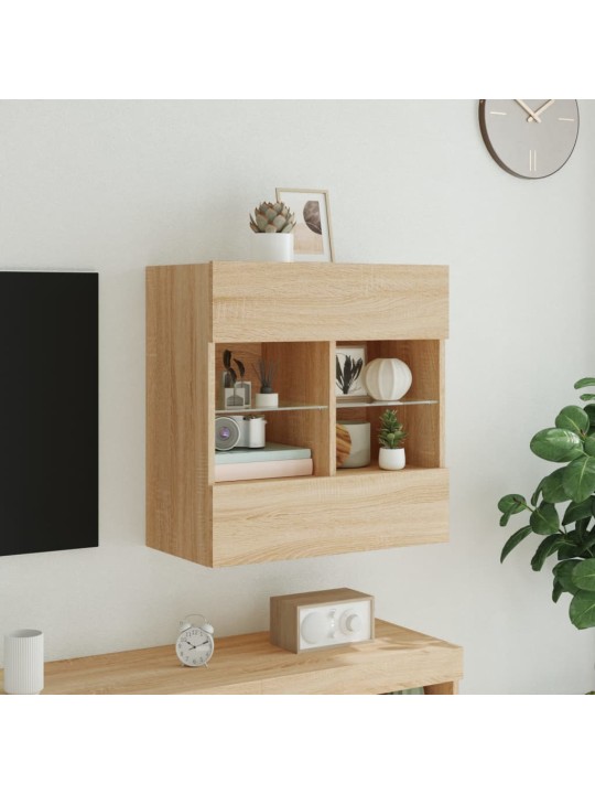 Nástěnná TV skříňka s LED osvětlením dub sonoma 58,5x30x60,5 cm