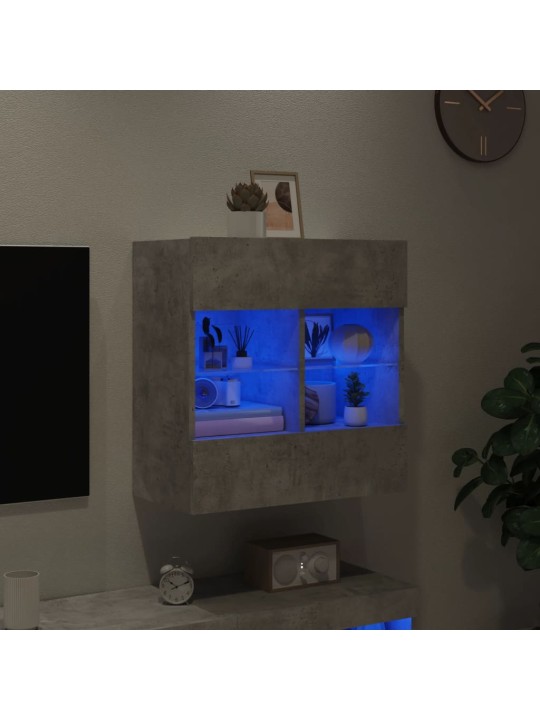 Nástěnná TV skříňka s LED betonově šedá 58,5 x 30 x 60,5 cm
