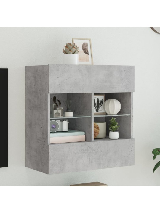 Nástěnná TV skříňka s LED betonově šedá 58,5 x 30 x 60,5 cm