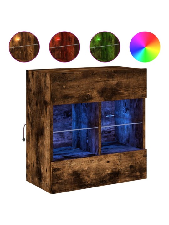 Nástěnná TV skříňka s LED osvětlením kouřový dub 58,5x30x60,5cm