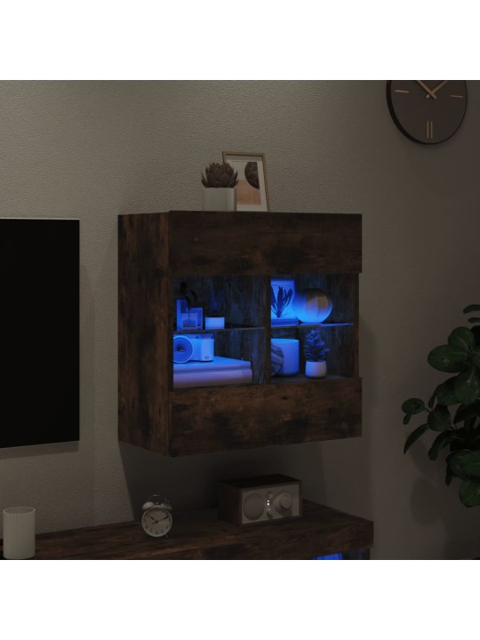 Nástěnná TV skříňka s LED osvětlením kouřový dub 58,5x30x60,5cm