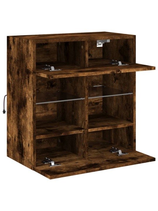 Nástěnná TV skříňka s LED osvětlením kouřový dub 58,5x30x60,5cm