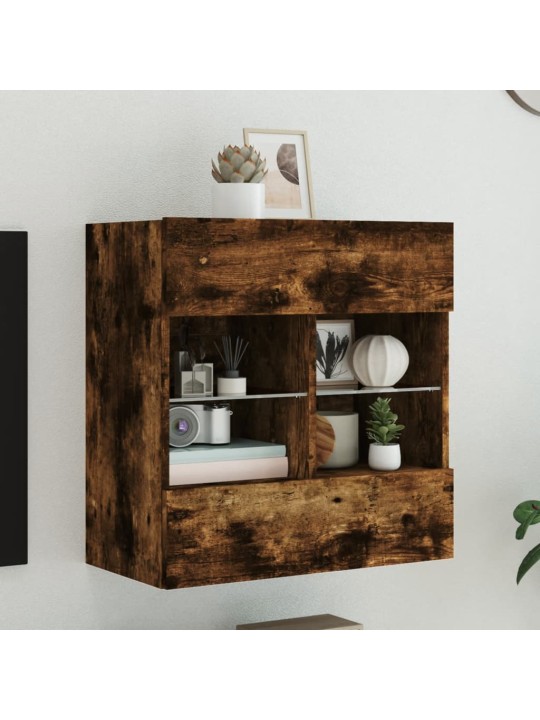 Nástěnná TV skříňka s LED osvětlením kouřový dub 58,5x30x60,5cm
