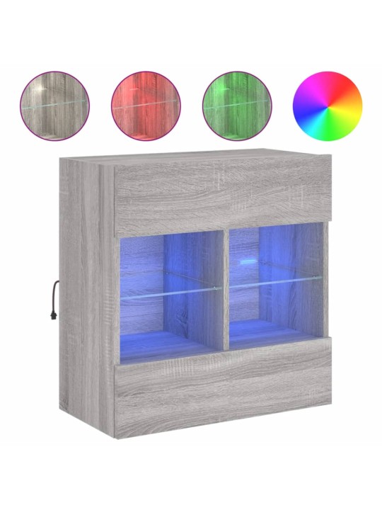 Nástěnná TV skříňka s LED osvětlením šedá sonoma 58,5x30x60,5cm