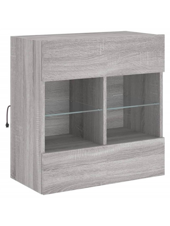 Nástěnná TV skříňka s LED osvětlením šedá sonoma 58,5x30x60,5cm