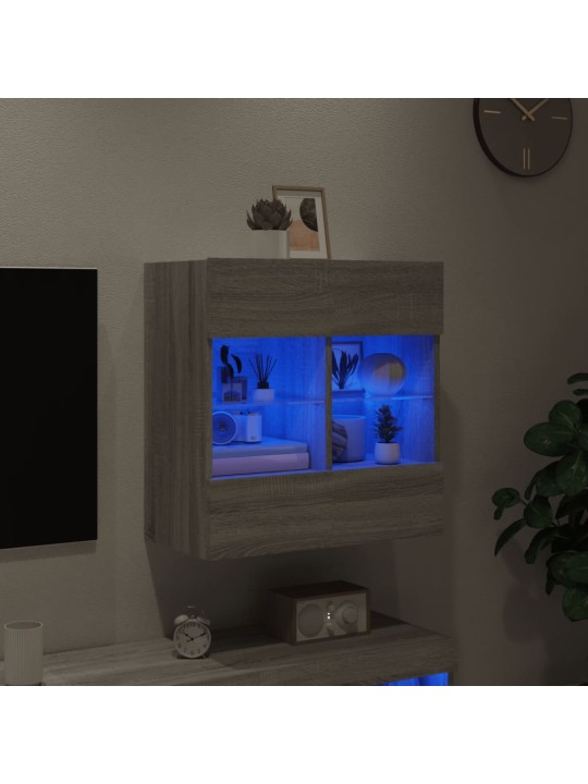 Nástěnná TV skříňka s LED osvětlením šedá sonoma 58,5x30x60,5cm