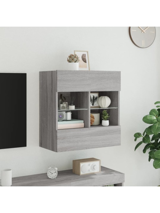 Nástěnná TV skříňka s LED osvětlením šedá sonoma 58,5x30x60,5cm