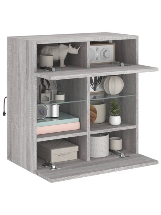 Nástěnná TV skříňka s LED osvětlením šedá sonoma 58,5x30x60,5cm