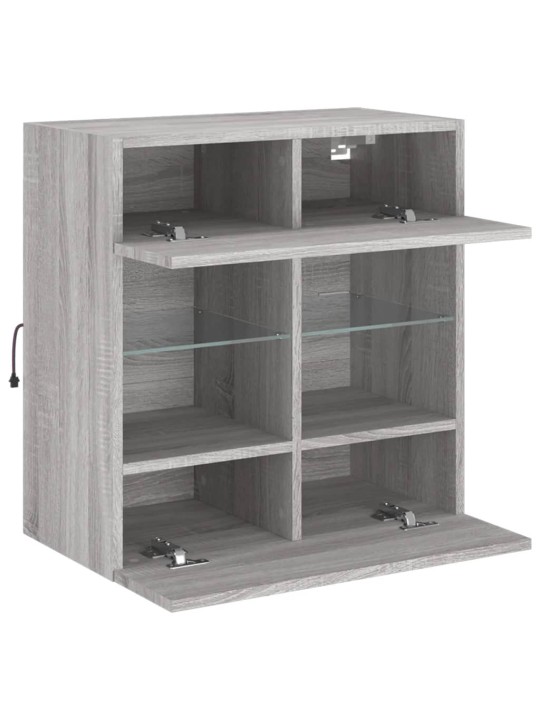 Nástěnná TV skříňka s LED osvětlením šedá sonoma 58,5x30x60,5cm