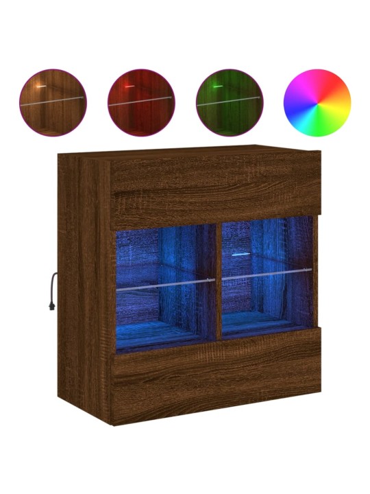 Nástěnná TV skříňka s LED osvětlením hnědý dub 58,5x30x60,5 cm