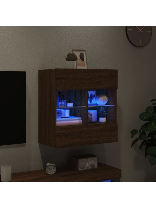 Nástěnná TV skříňka s LED osvětlením hnědý dub 58,5x30x60,5 cm