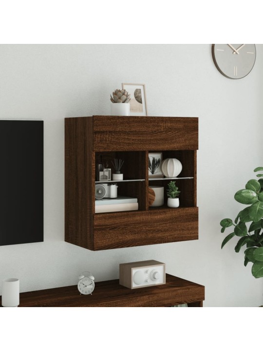 Nástěnná TV skříňka s LED osvětlením hnědý dub 58,5x30x60,5 cm