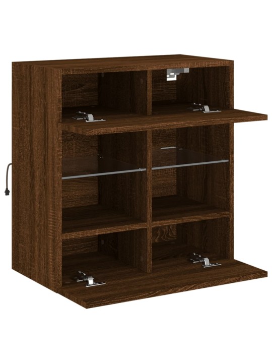Nástěnná TV skříňka s LED osvětlením hnědý dub 58,5x30x60,5 cm