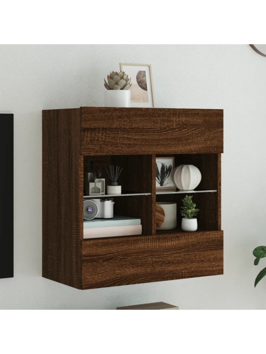 Nástěnná TV skříňka s LED osvětlením hnědý dub 58,5x30x60,5 cm