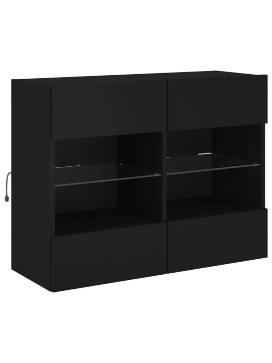 Nástěnná TV skříňka s LED osvětlením černá 78,5 x 30 x 60,5 cm