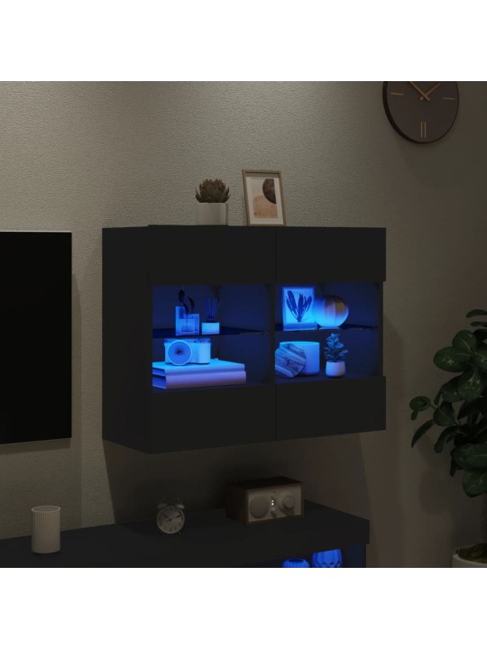 Nástěnná TV skříňka s LED osvětlením černá 78,5 x 30 x 60,5 cm