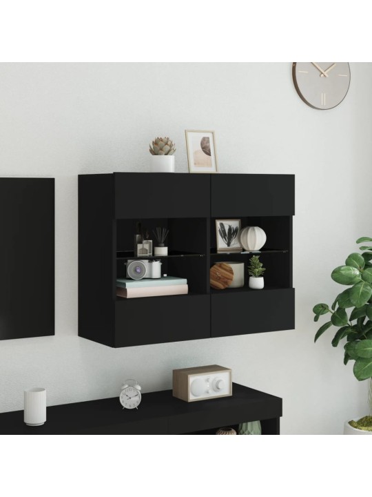 Nástěnná TV skříňka s LED osvětlením černá 78,5 x 30 x 60,5 cm
