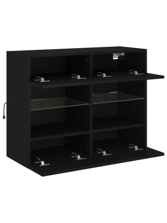 Nástěnná TV skříňka s LED osvětlením černá 78,5 x 30 x 60,5 cm