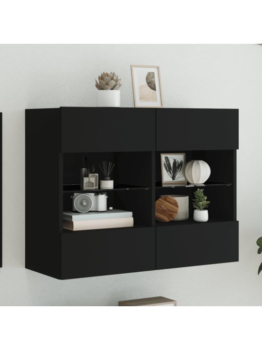 Nástěnná TV skříňka s LED osvětlením černá 78,5 x 30 x 60,5 cm