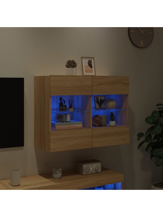 Nástěnná TV skříňka s LED osvětlením dub sonoma 78,5x30x60,5 cm