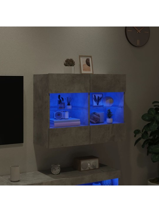 Nástěnná TV skříňka s LED betonově šedá 78,5 x 30 x 60,5 cm
