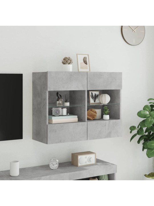 Nástěnná TV skříňka s LED betonově šedá 78,5 x 30 x 60,5 cm