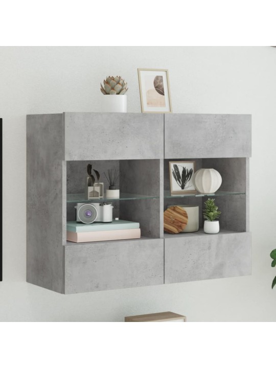 Nástěnná TV skříňka s LED betonově šedá 78,5 x 30 x 60,5 cm