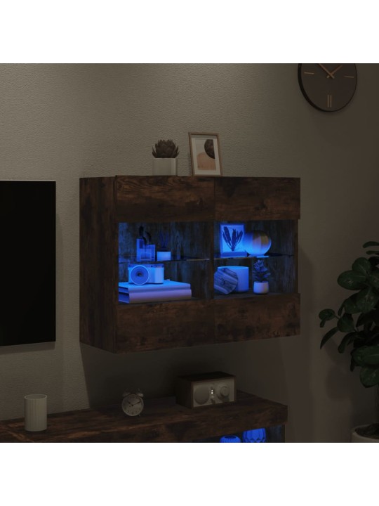 Nástěnná TV skříňka s LED osvětlením kouřový dub 78,5x30x60,5cm