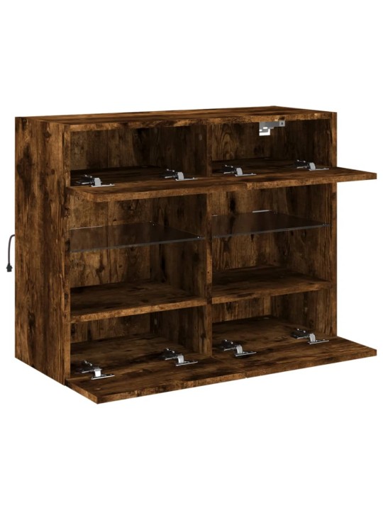 Nástěnná TV skříňka s LED osvětlením kouřový dub 78,5x30x60,5cm