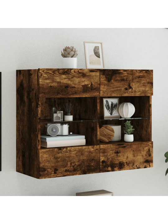 Nástěnná TV skříňka s LED osvětlením kouřový dub 78,5x30x60,5cm