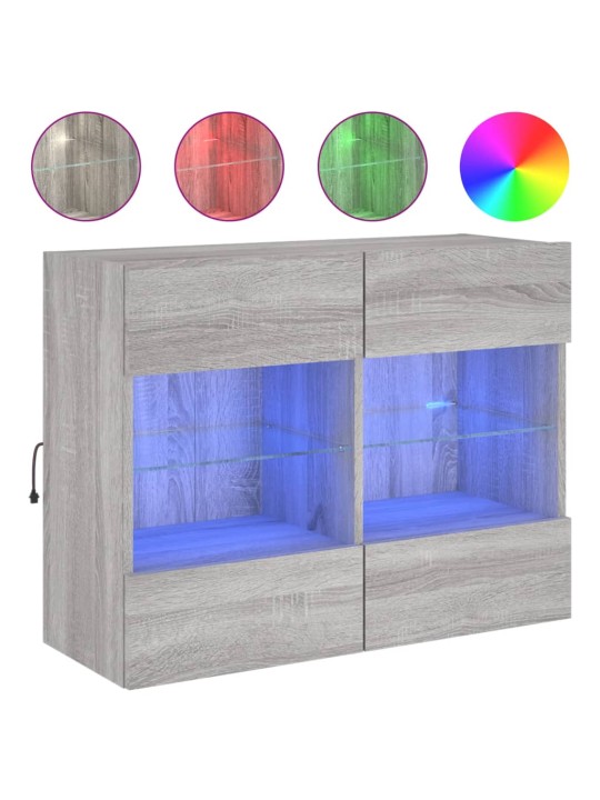 Nástěnná TV skříňka s LED osvětlením šedá sonoma 78,5x30x60,5cm